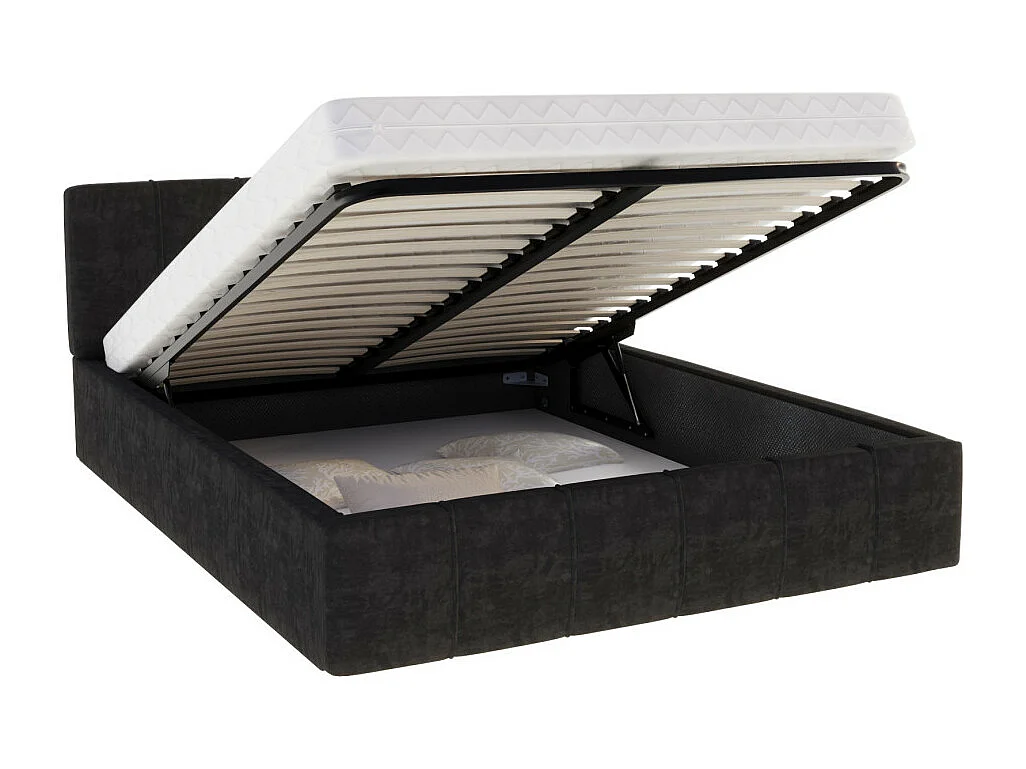 Lit coffre ATLANTA 140 x 190 cm avec sommier à lattes relevable Noir