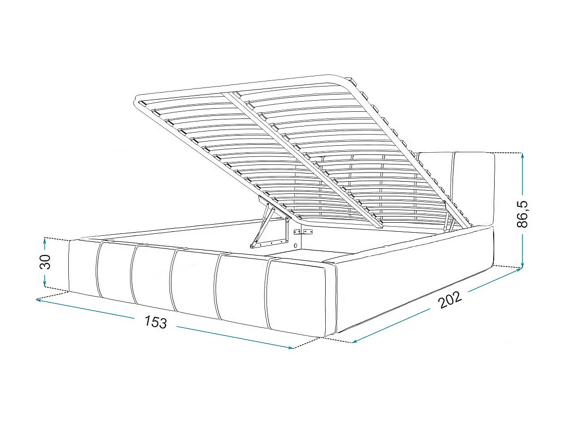 Lit coffre ATLANTA 140 x 190 cm avec sommier à lattes relevable Noir