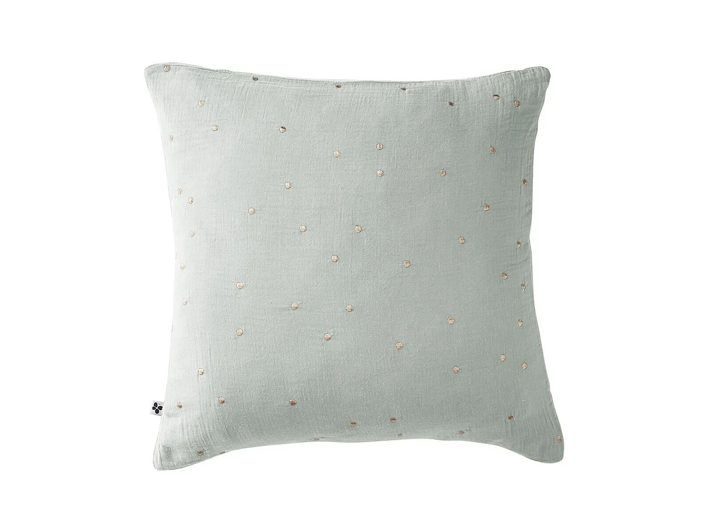 OUREA MOTIF - Taie d'Oreiller 60x60cm Gaze de Coton Eucalyptus à Pois Dorés