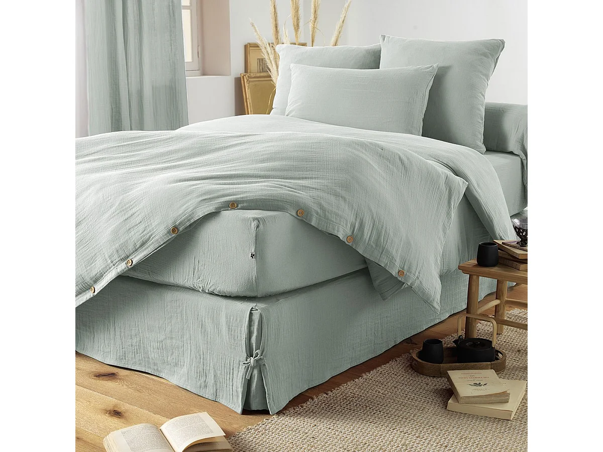 OUREA - Taie d'Oreiller 60x60cm Gaze de Coton Eucalyptus