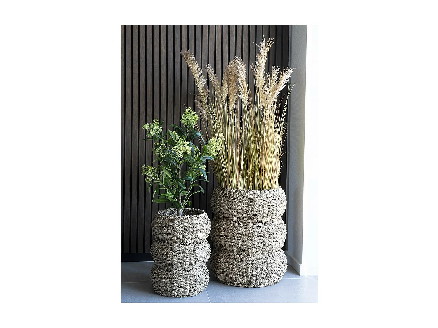 RONDO - Lot de 2 Cache-Pots en Fibre Naturelle Tressée