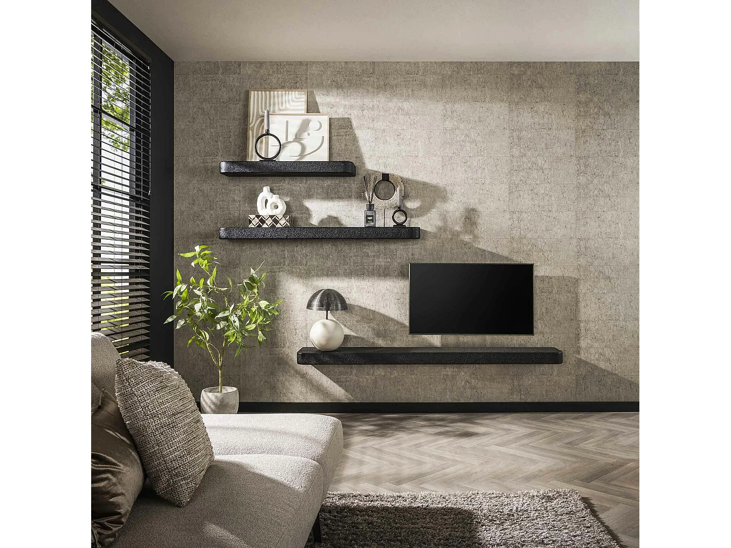 Etagère murale noire 100 cm TAJ