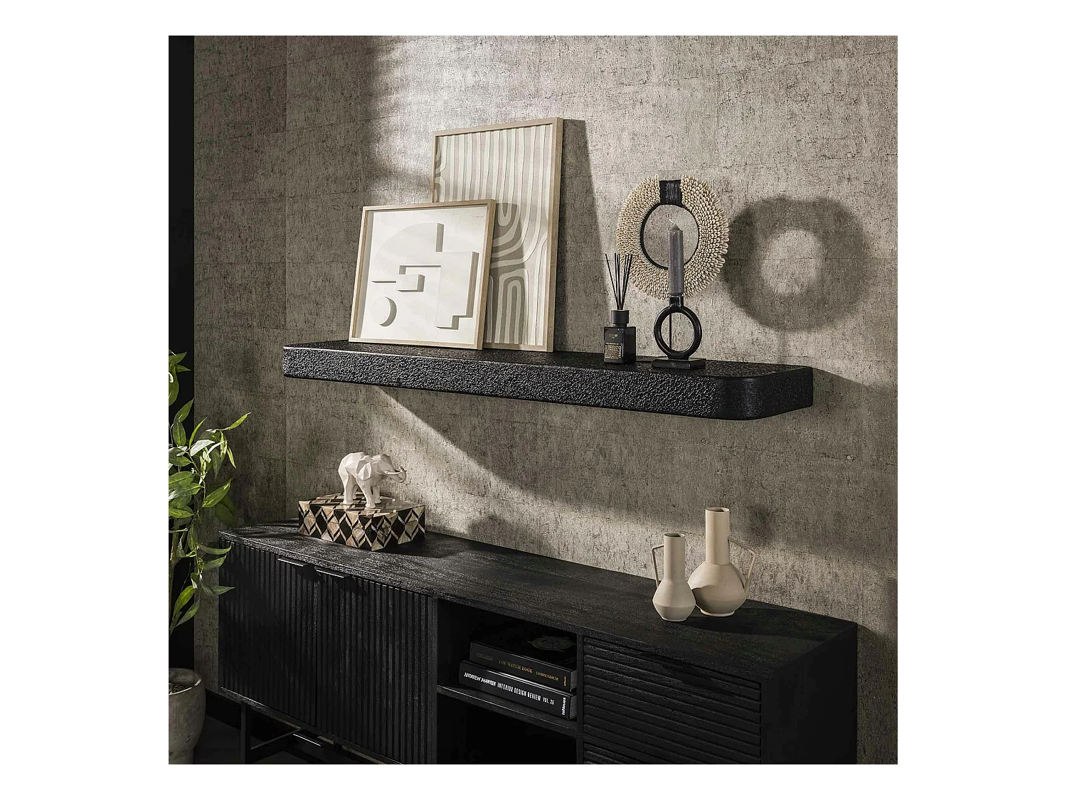 Etagère murale noire 150 cm TAJ