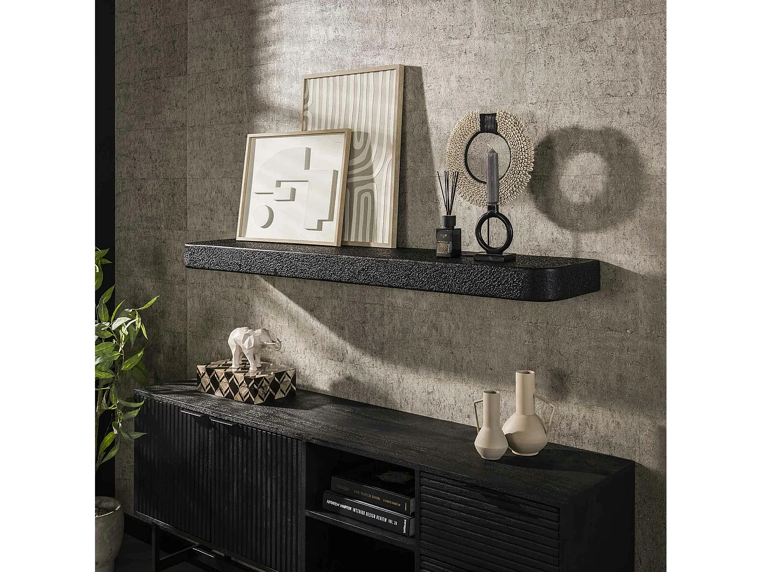 Etagère murale noire 150 cm TAJ