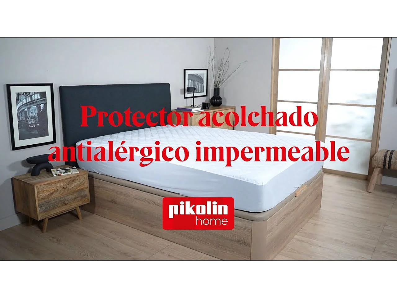 Protector de colchón 105 x 196 cm, algodón impermeable y acolchado, blanco, PIKOLIN HOME