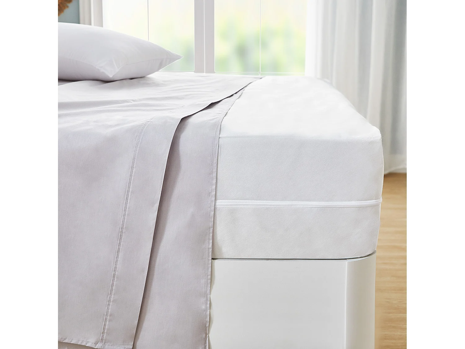 Protector de colchón 160 x 196 cm impermeable y antichinches, blanco, PIKOLIN HOME