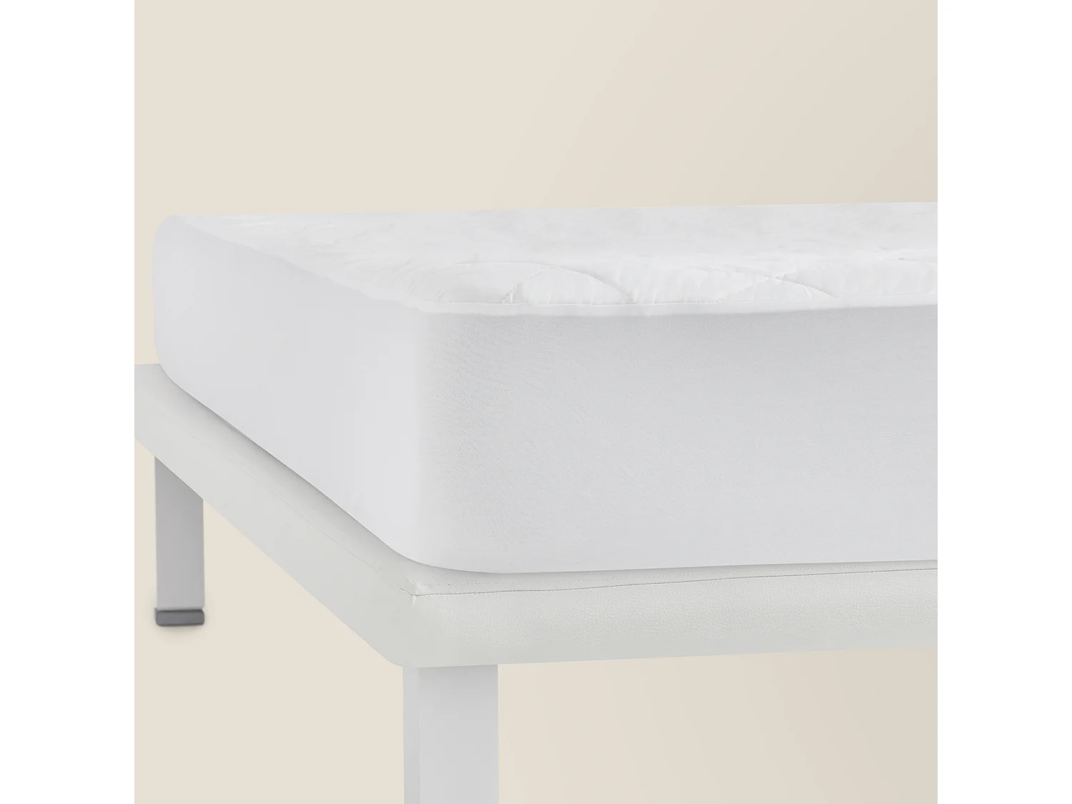 Protector de colchón 80 x 196 cm, acolchado, impermeable y transpirable, algodón, blanco, PIKOLIN HOME