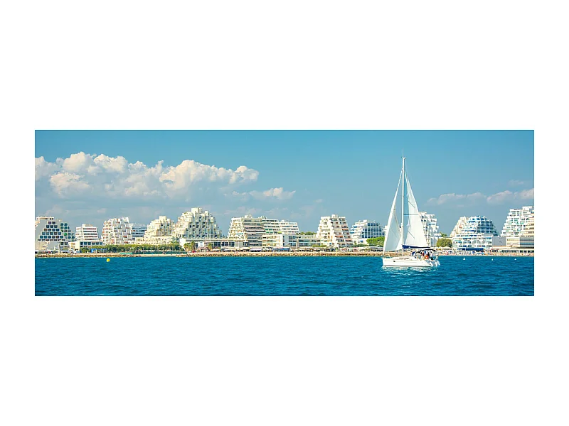 Tableau sur toile port de la Grande Motte 45x135 cm