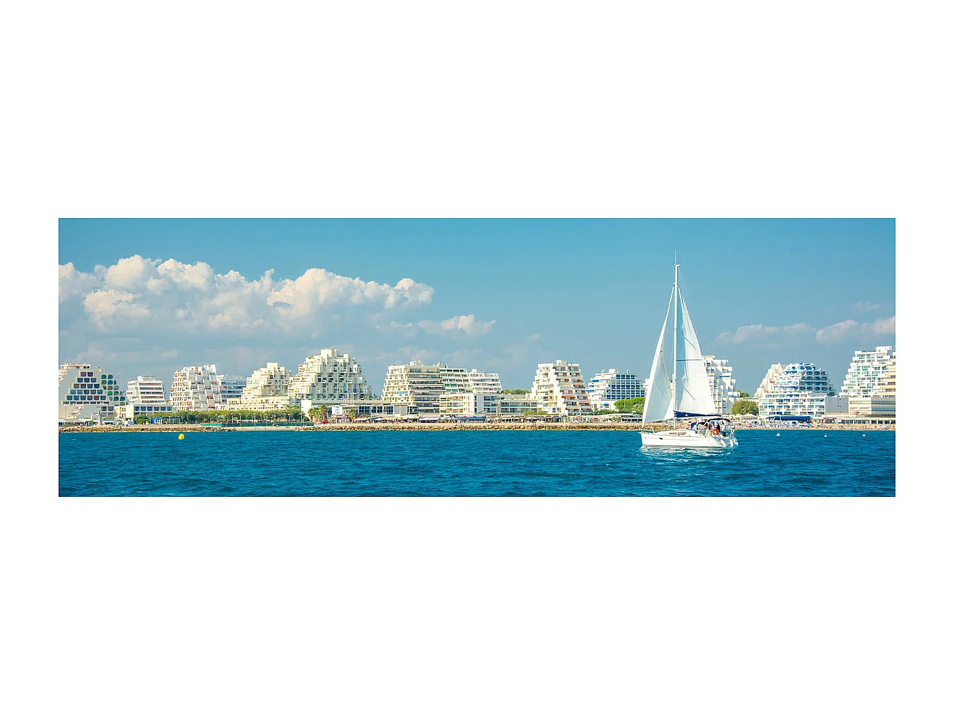 Tableau sur toile port de la Grande Motte 45x135 cm