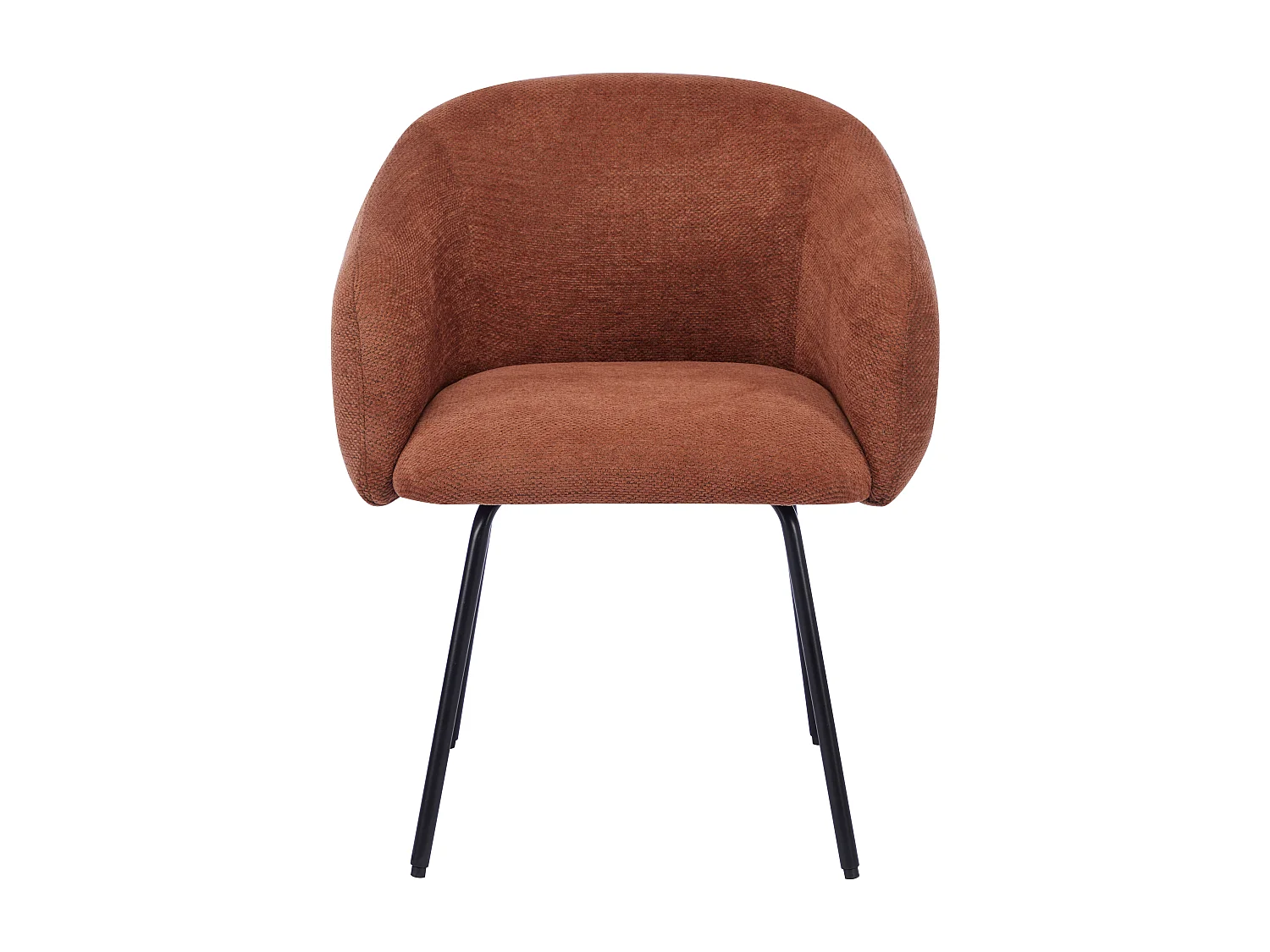 Lot de 6 chaises avec accoudoirs en tissu texturé et métal noir - Terracotta - NISTOSIA