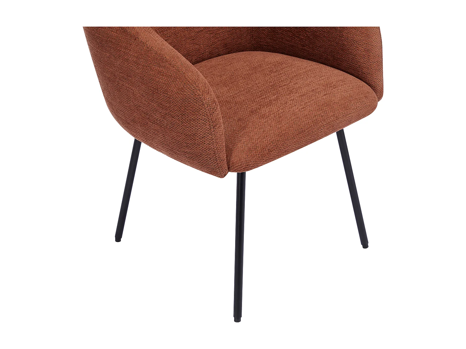 Lot de 6 chaises avec accoudoirs en tissu texturé et métal noir - Terracotta - NISTOSIA