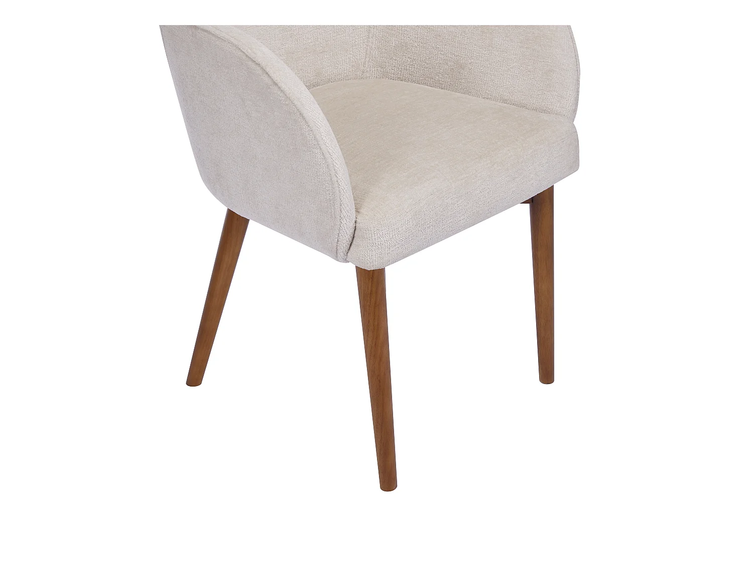 Lot de 6 chaises avec accoudoirs en tissu texturé et bois d'hévéa - Crème - MODINIA