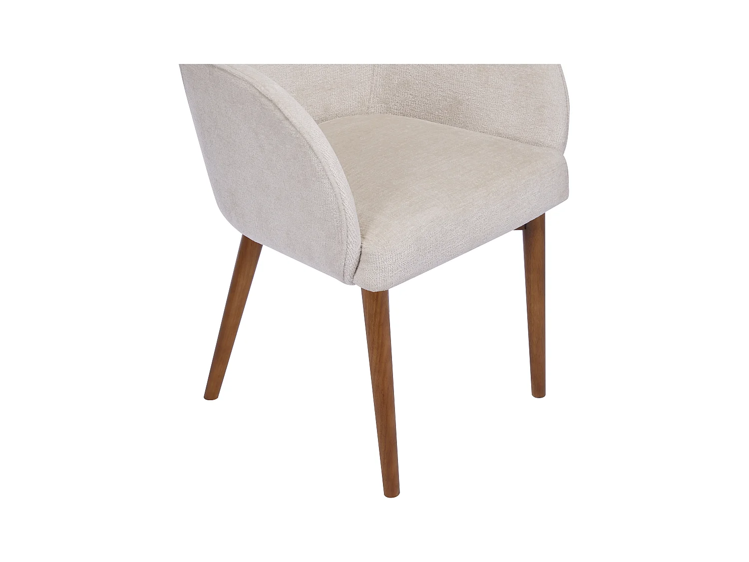 Lot de 6 chaises avec accoudoirs en tissu texturé et bois d'hévéa - Crème - MODINIA