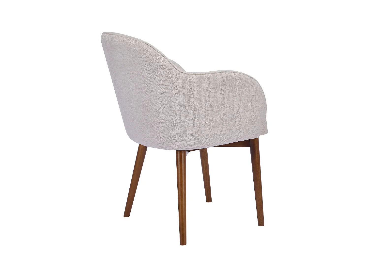 Lot de 6 chaises avec accoudoirs en tissu texturé et bois d'hévéa - Crème - MODINIA