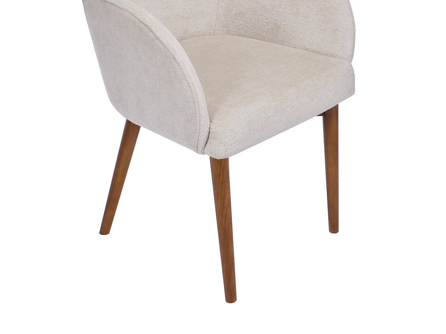 Lot de 6 chaises avec accoudoirs en tissu texturé et bois d'hévéa - Crème - MODINIA