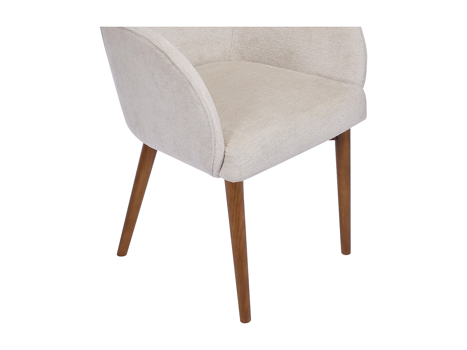 Lot de 6 chaises avec accoudoirs en tissu texturé et bois d'hévéa - Crème - MODINIA