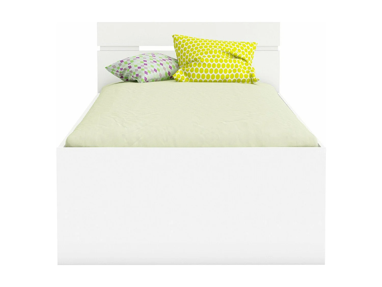 Cama 90x200 cm MICHIGAN branca com 2 gavetas e nicho de armazenamento, estrutura robusta em madeira sem estrado