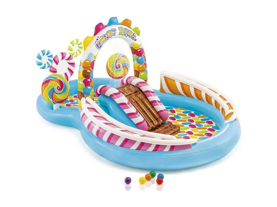 Centro de juegos acuático Candy Zone Intex hinchable +3A multicolor 130x191x295 cm