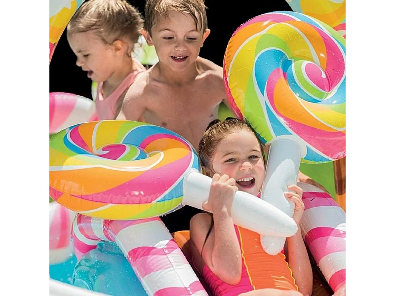 Centro de juegos acuático Candy Zone Intex hinchable +3A multicolor 130x191x295 cm