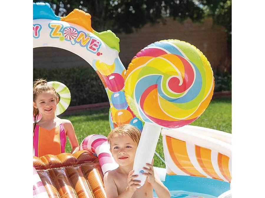 Centro de juegos acuático Candy Zone Intex hinchable +3A multicolor 130x191x295 cm