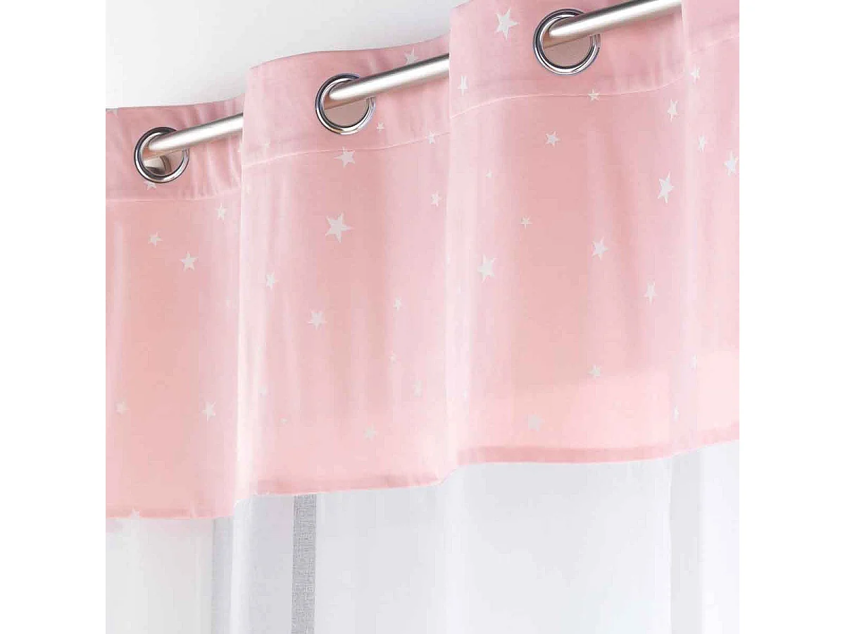 Rideau Voilage Phosphorescent "Moonlight" 140x280cm Rose