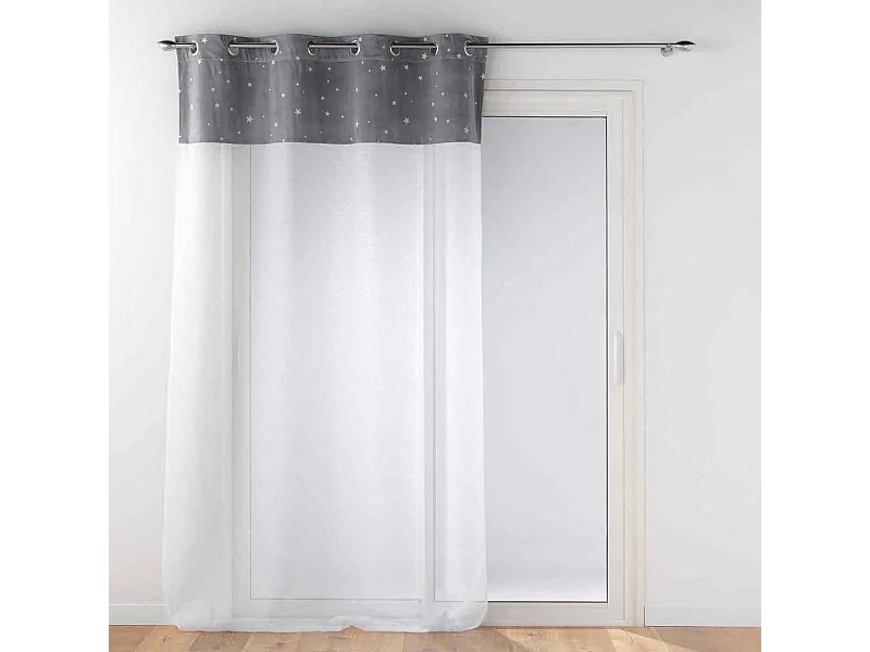 Rideau Voilage Phosphorescent "Moonlight" 140x240cm Gris