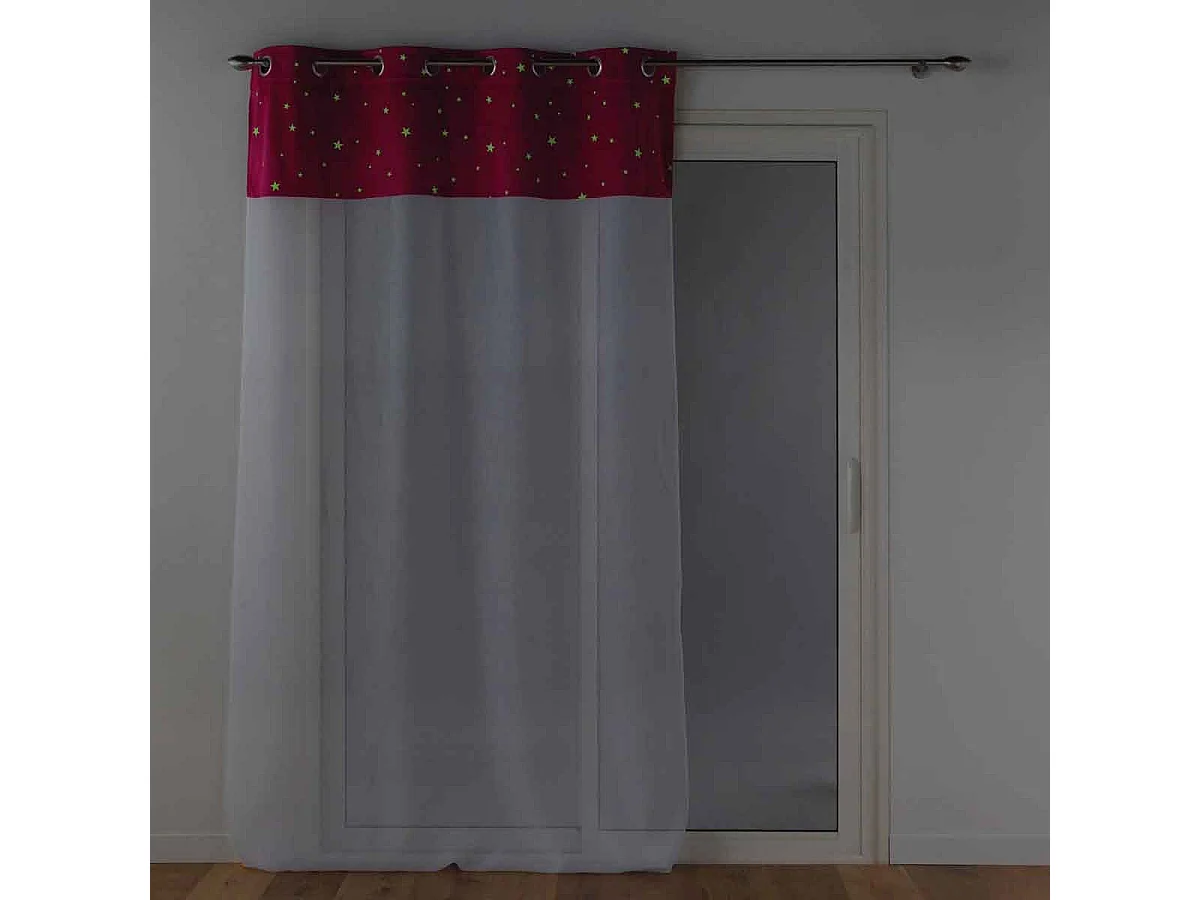 Rideau Voilage Phosphorescent "Moonlight" 140x240cm Fuchsia