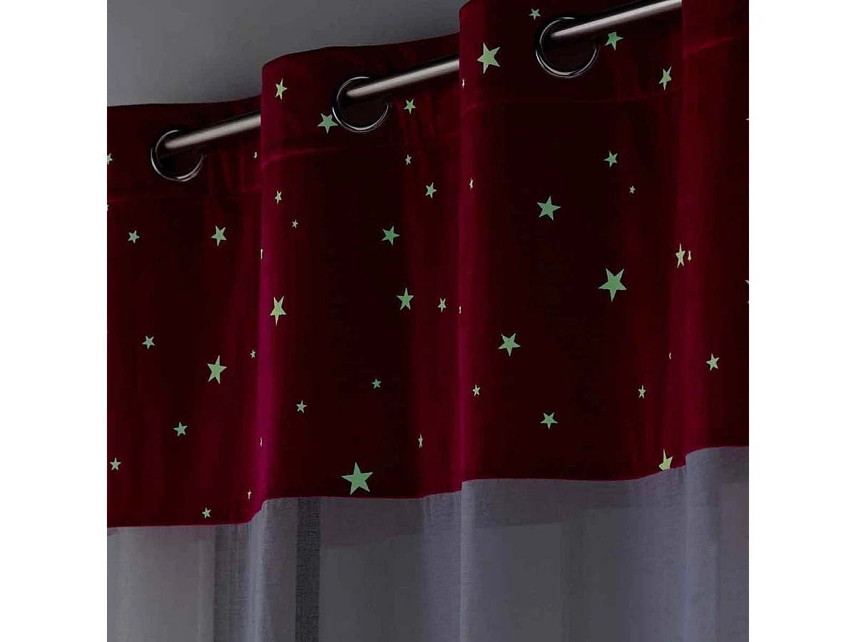 Rideau Voilage Phosphorescent "Moonlight" 140x240cm Fuchsia