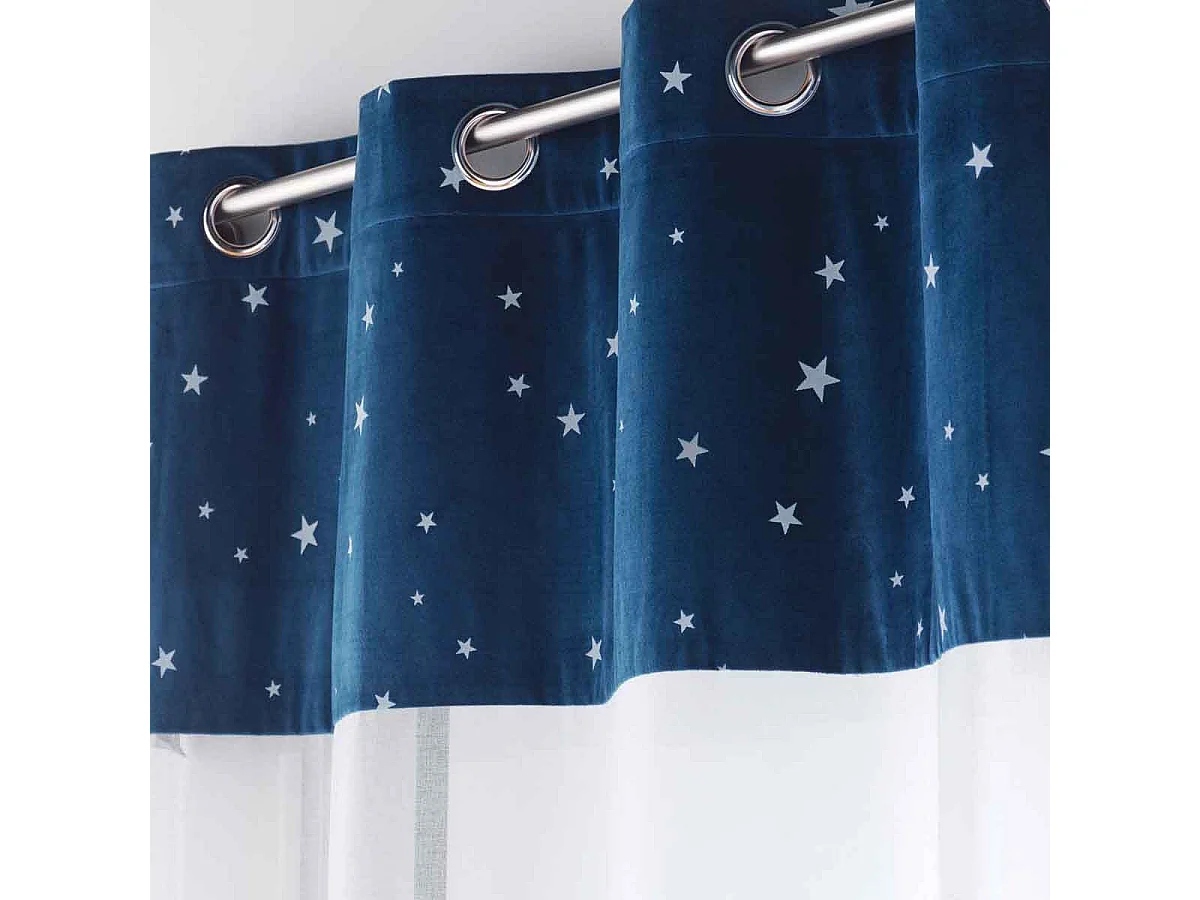 Rideau Voilage Phosphorescent "Moonlight" 140x280cm Bleu