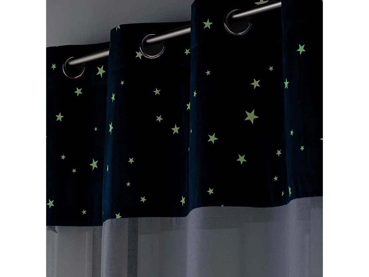 Rideau Voilage Phosphorescent "Moonlight" 140x280cm Bleu