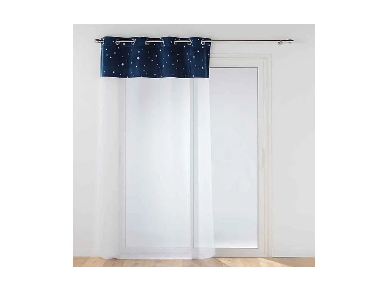 Rideau Voilage Phosphorescent "Moonlight" 140x280cm Bleu