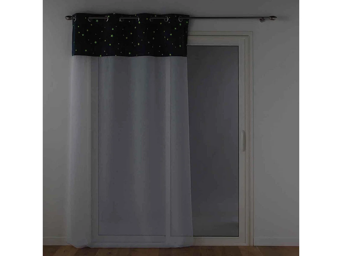 Rideau Voilage Phosphorescent "Moonlight" 140x280cm Bleu