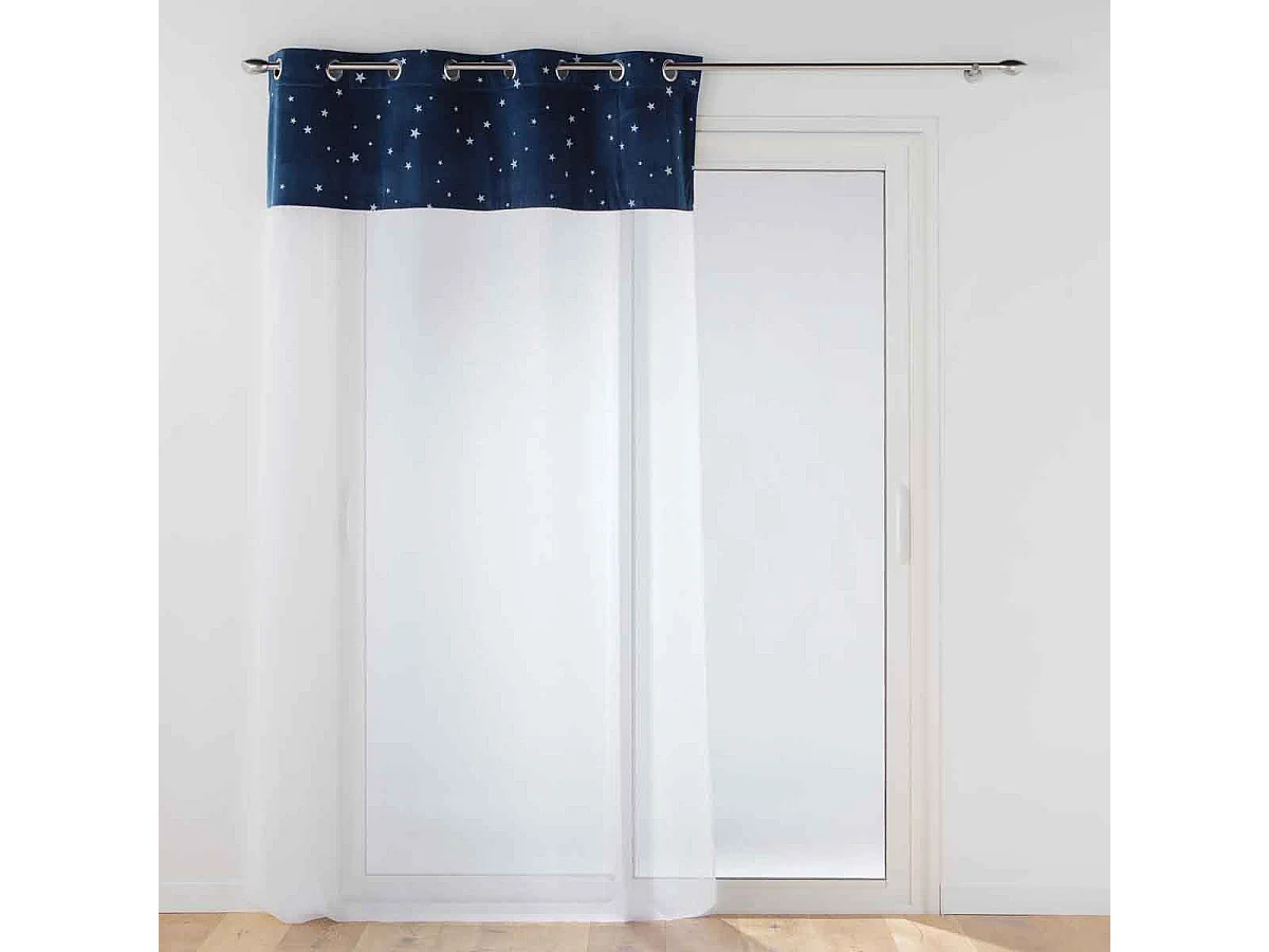 Rideau Voilage Phosphorescent "Moonlight" 140x280cm Bleu