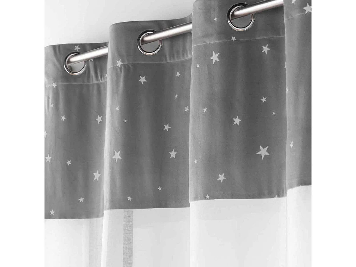 Rideau Voilage Phosphorescent "Moonlight" 140x280cm Gris