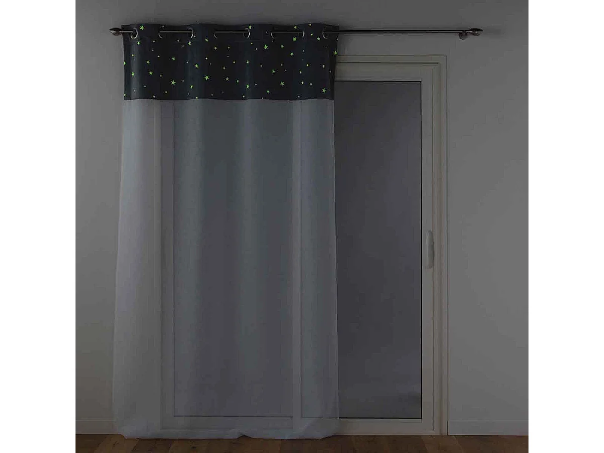 Rideau Voilage Phosphorescent "Moonlight" 140x280cm Gris