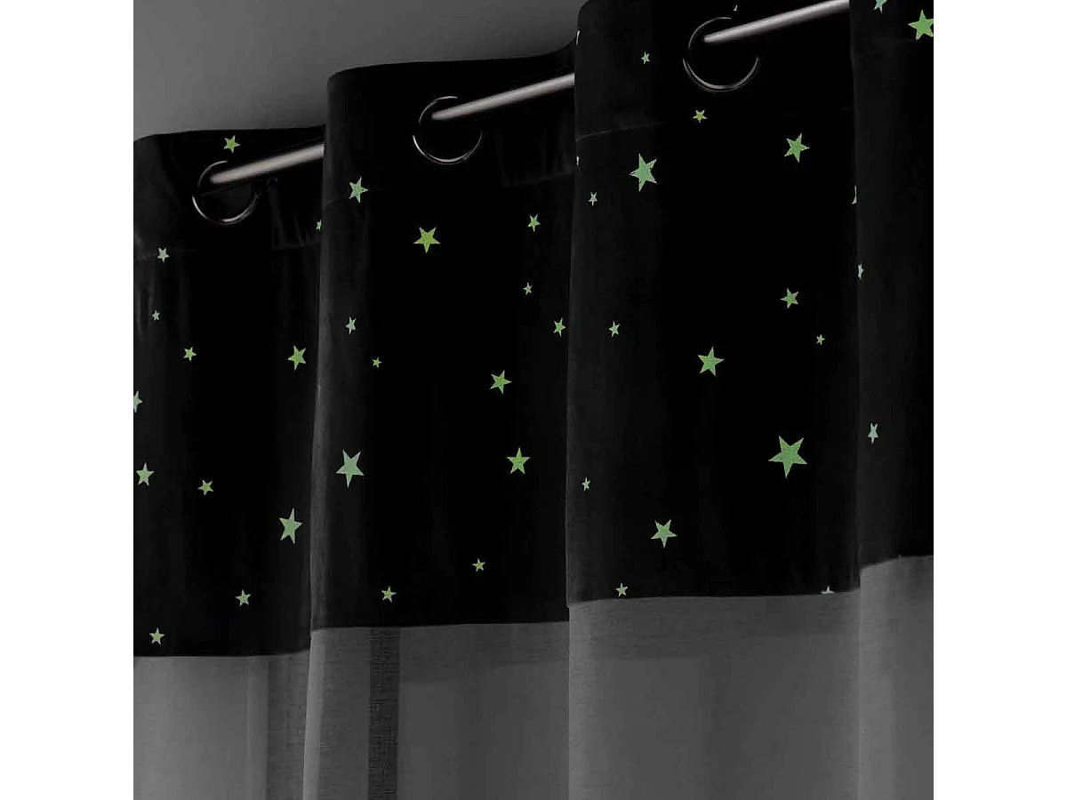 Rideau Voilage Phosphorescent "Moonlight" 140x280cm Gris