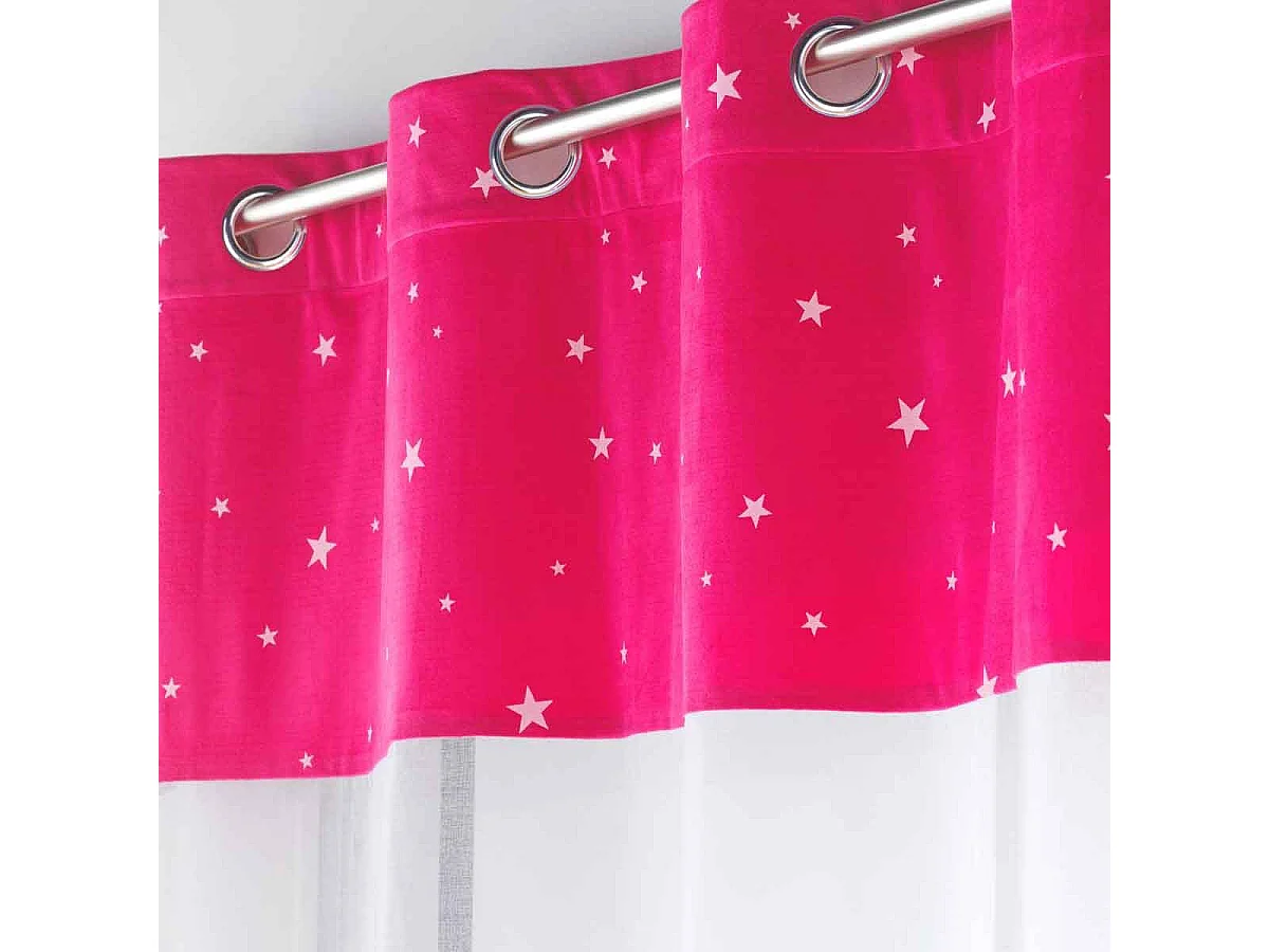 Rideau Voilage Phosphorescent "Moonlight" 140x280cm Fuchsia