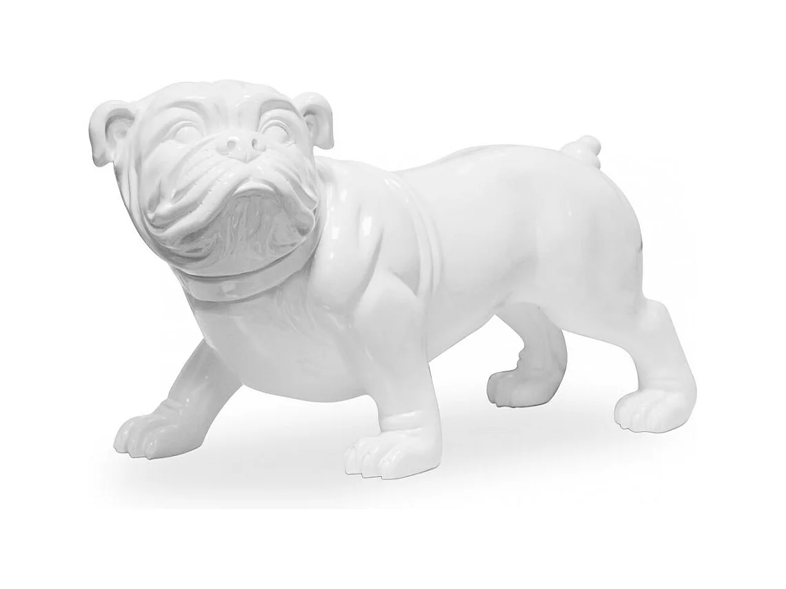 Sculpture décorative design Bulldog résine Blanc