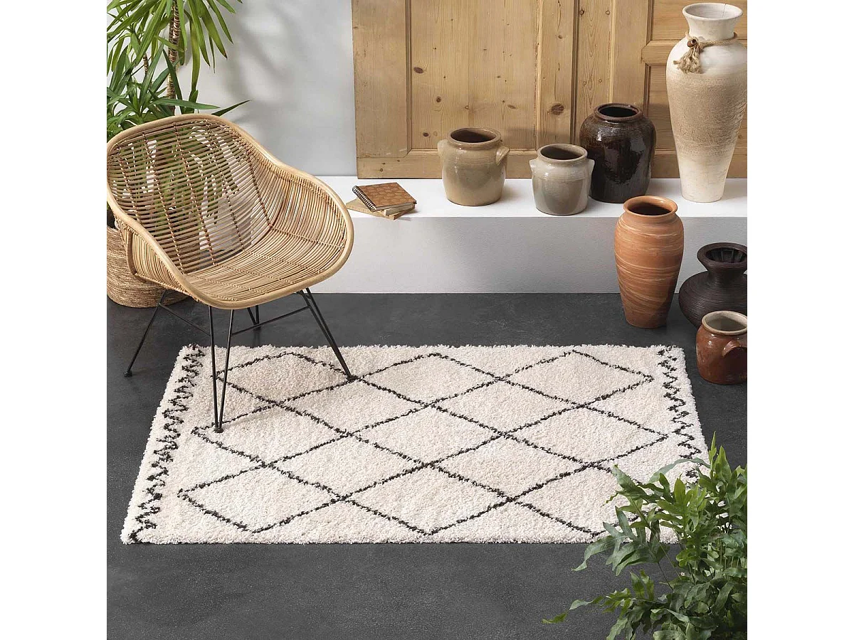 Tapis Déco Imprimé "Saoura" 120x170cm Beige