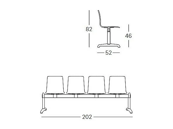 4 chaises salle d'attente ignifugées Bench Alice - Scab