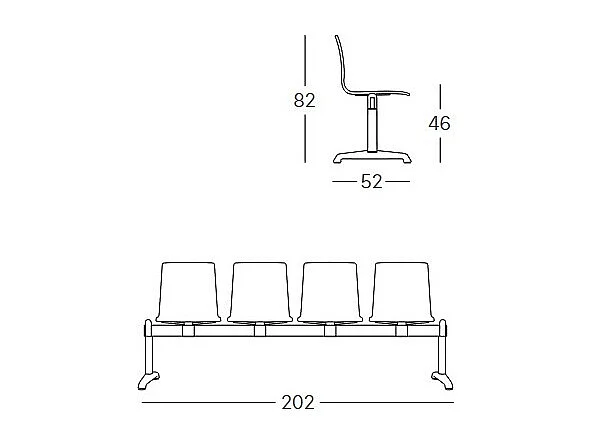 4 chaises salle d'attente ignifugées Bench Alice - Scab