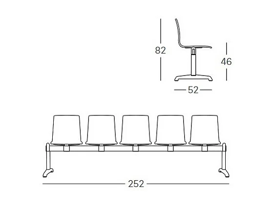 5 chaises salle d'attente ignifugées Bench Alice - Scab
