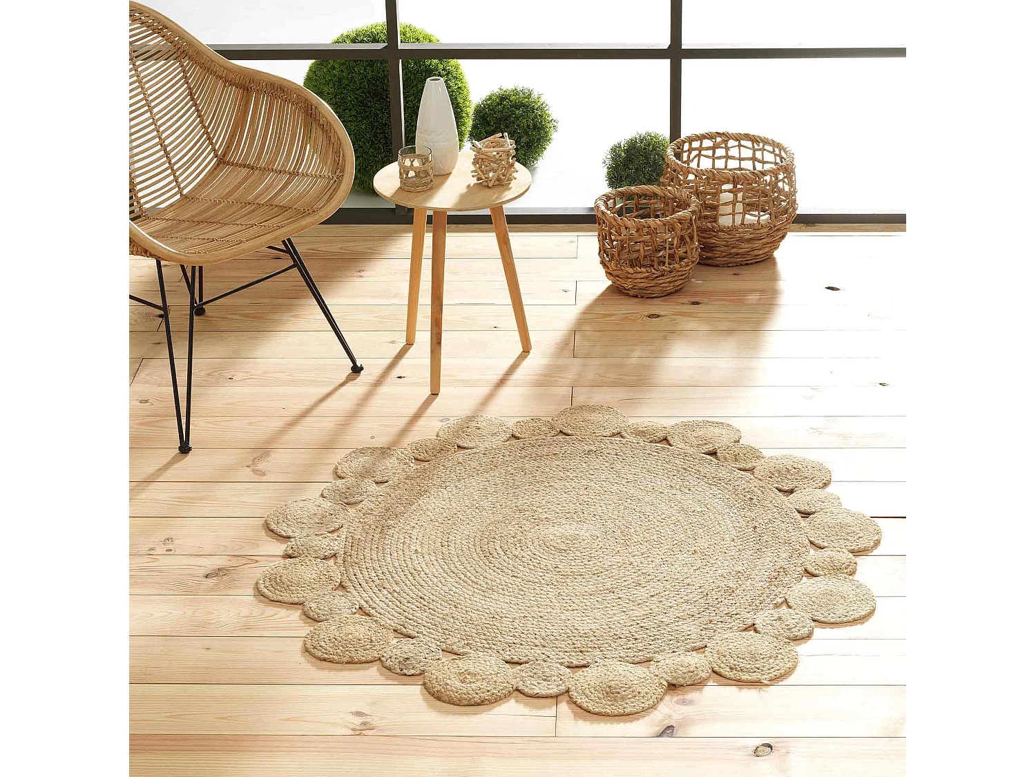 Tapis Déco Rond en Jute "Cordou" 120cm Naturel