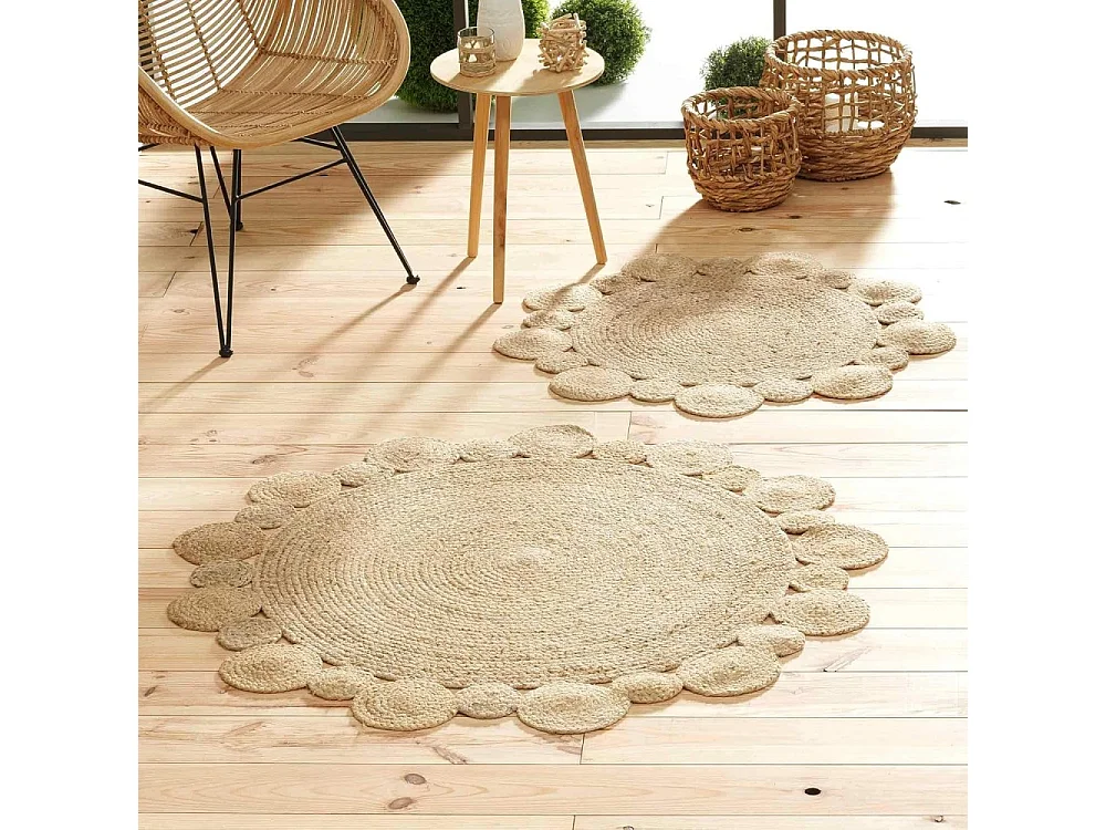 Tapis Déco Rond en Jute "Cordou" 120cm Naturel