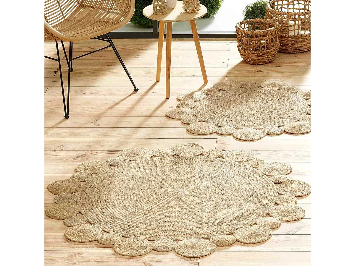 Tapis Déco Rond en Jute "Cordou" 120cm Naturel