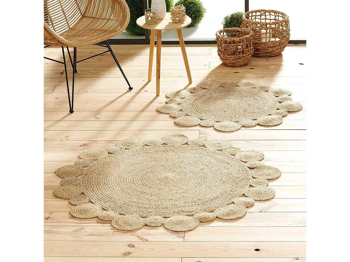 Tapis Déco Rond en Jute "Cordou" 120cm Naturel