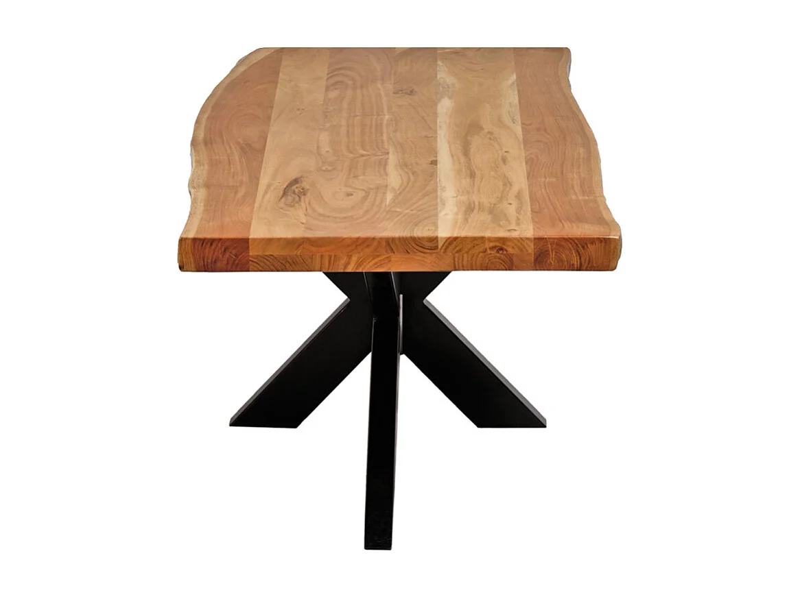 Table basse 140 x 70 cm en bois massif d'acacia et métal noir - OTTAWA