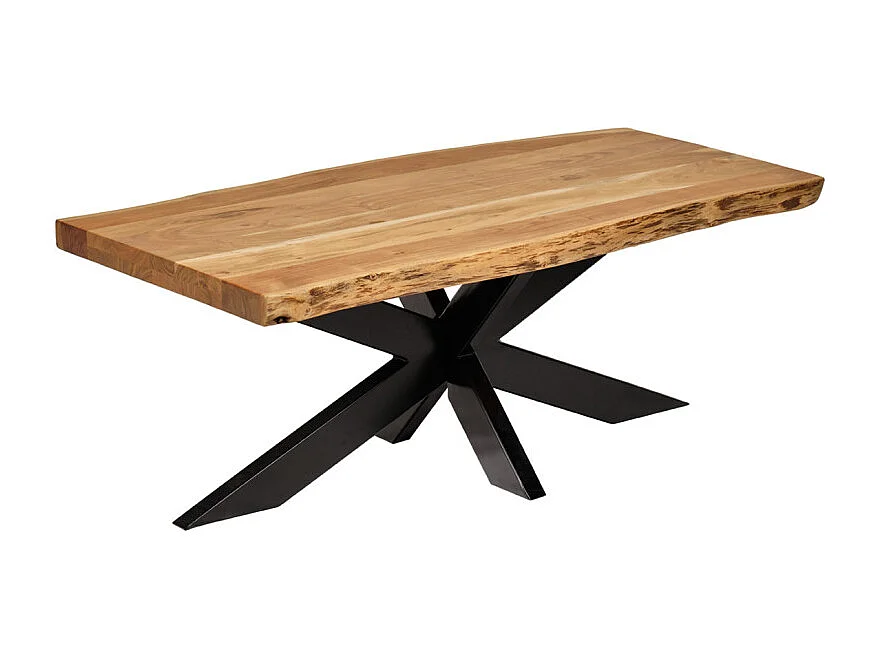 Table basse 140 x 70 cm en bois massif d'acacia et métal noir - OTTAWA