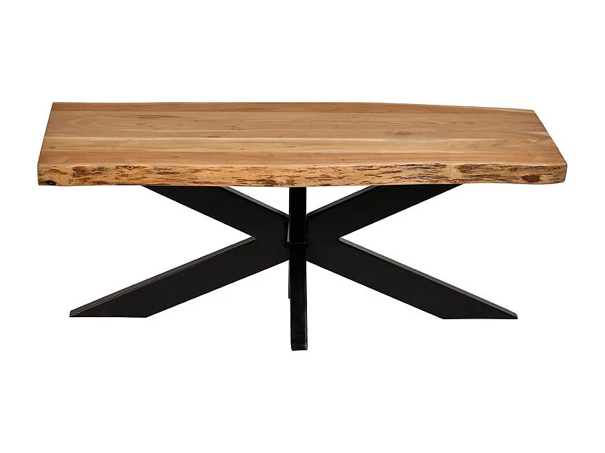Table basse 140 x 70 cm en bois massif d'acacia et métal noir - OTTAWA