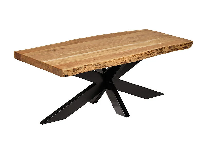 Table basse 120 x 60 cm en bois massif d'acacia et métal noir - OTTAWA